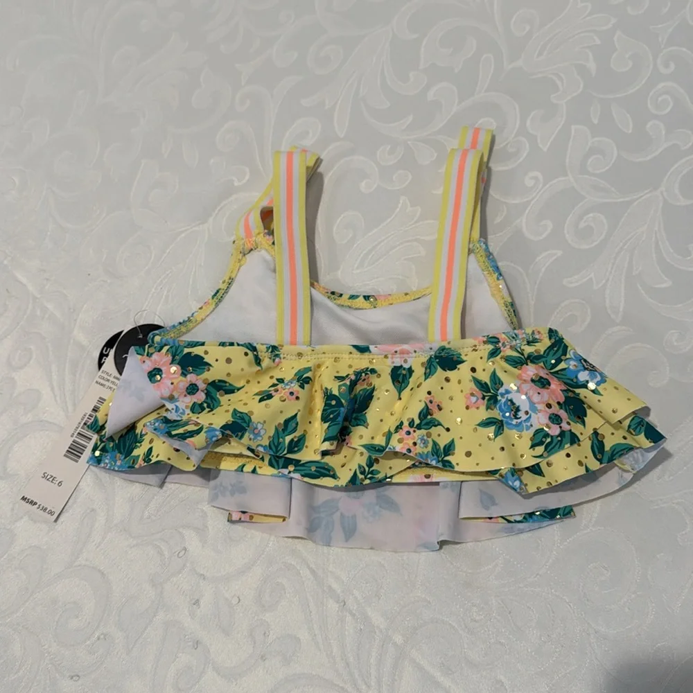 Nicole Miller Kids Floral Ruffle 2 Piece Swim Set  size 6. - Picture 7 of 12